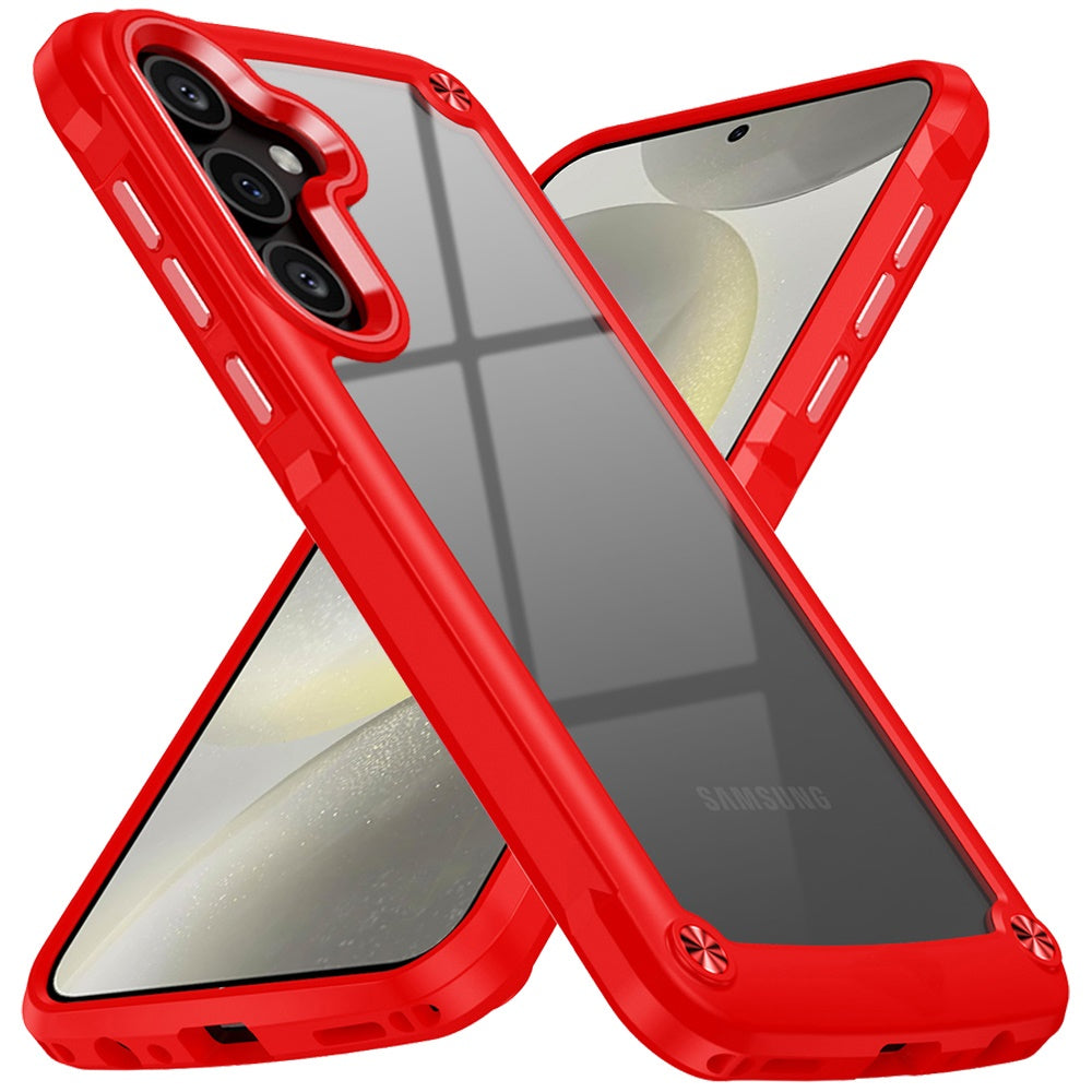 Hybrid Transparent Rubber with Metal Buttons & Camera Edges Hard TPU Corner Frame Bumper