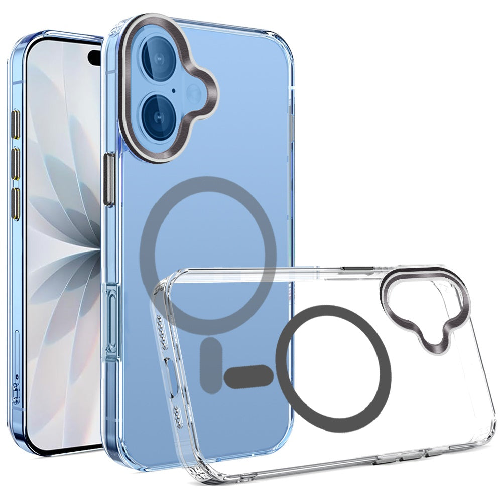 For Apple iPhone 17 Air (6.6") Clear Transparent Case Matching Circle Design, Hybrid TPU Hard Shell, Support Magsafe Charger Case Cover Black