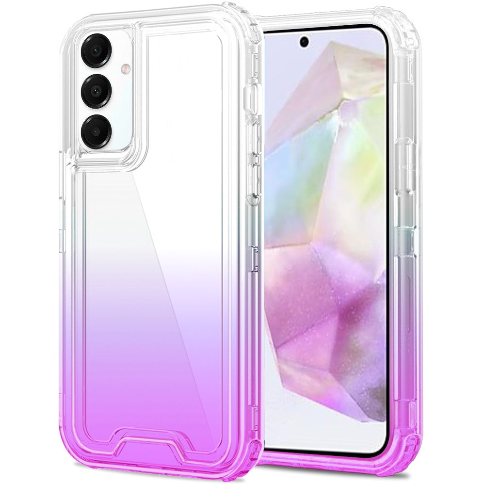 For Samsung Galaxy A36 Hybrid 3-in-1 Clear Case - Two-Tone Transparent Shockproof TPU + Hard Protective Frame Case Cover