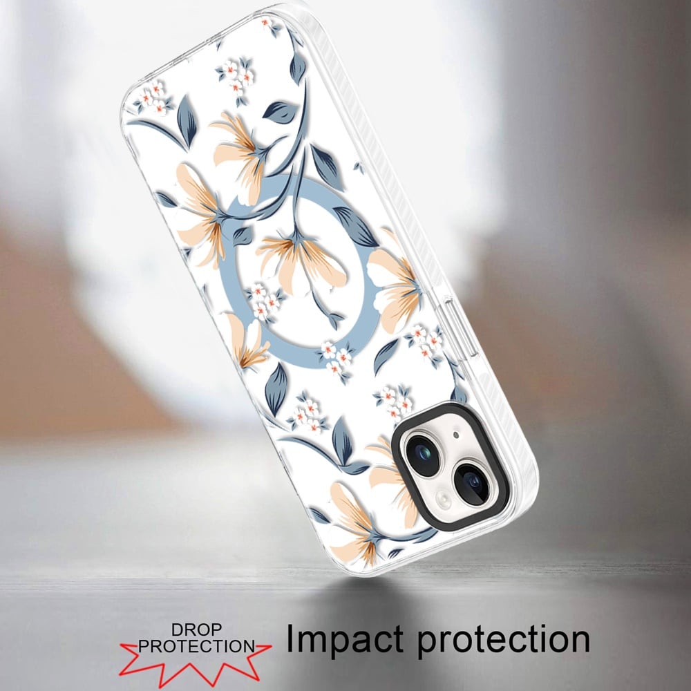 For iPhone 15 (6.1") Magnetic Hybrid Stylish Design IMD Pattern, Compatible with MagSafe, Slim TPU Case Cover