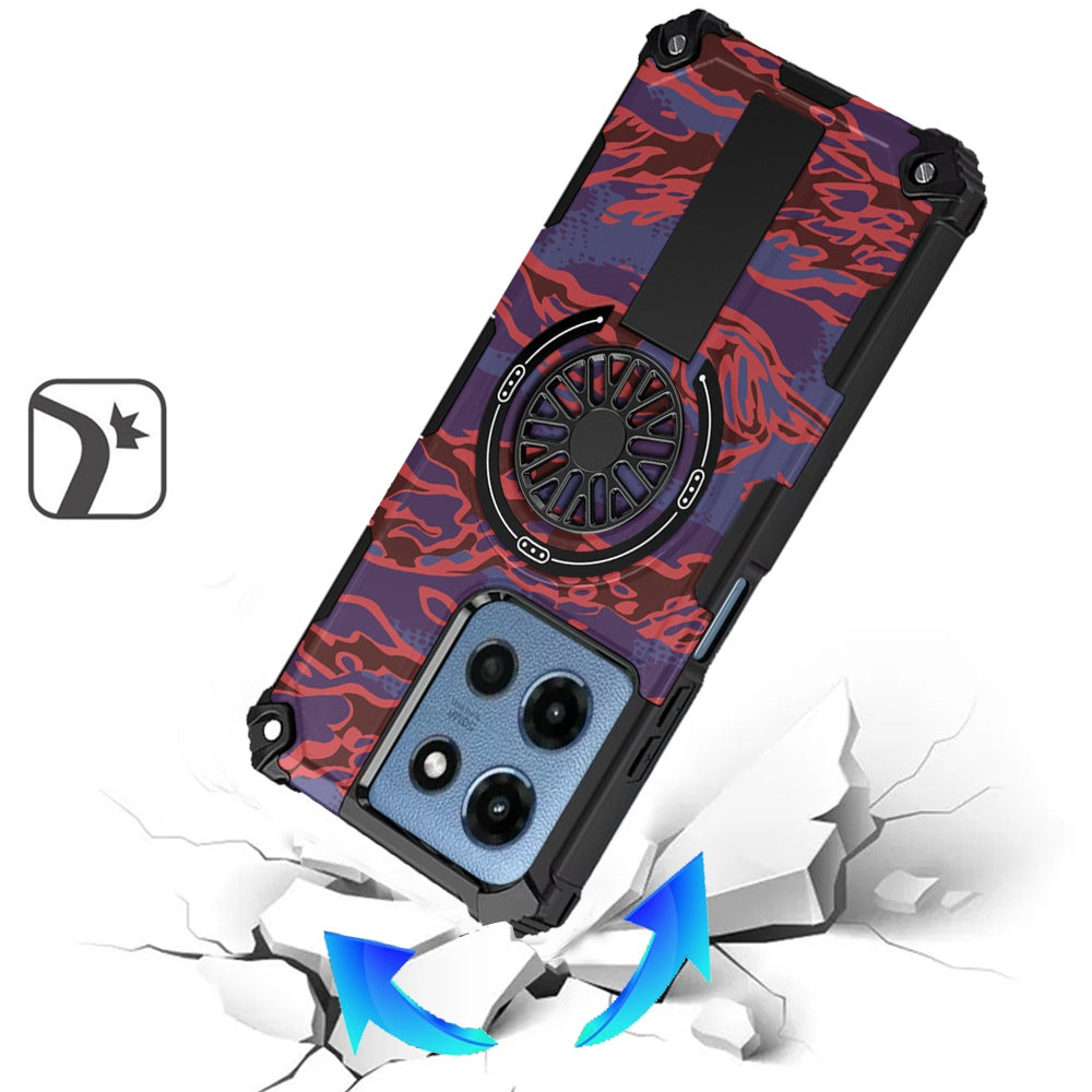 For Motorola Moto G Play 5G 2026 Texture Design Stylish Invisible Kickstand Case, MagSafe Compatible Hybrid Shockproof Cover, Car Mount Friendly Case Cover