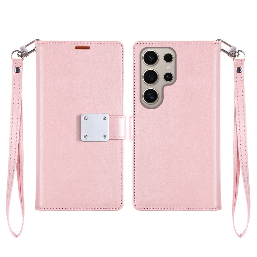 For Samsung Galaxy S25 Ultra Wallet Cases PU Leather with Credit Card /ID /Cash Holder Slot Dual Flip Book Pouch, Stand and Strap Case Cover