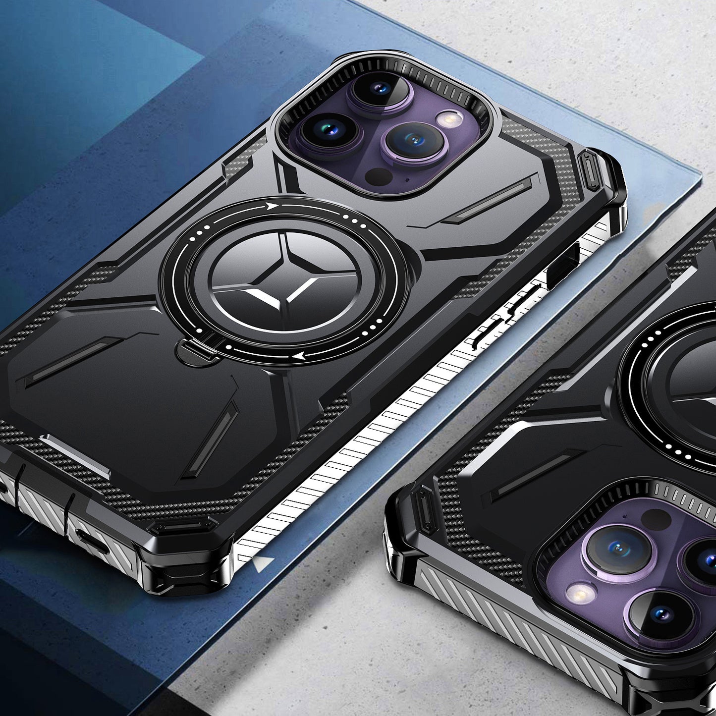 For Samsung Galaxy S22 5G Shockproof Hybrid Magnetic Ring Case - 360° Rotatable Stand with MagSafe Compatibility Case Cover Black