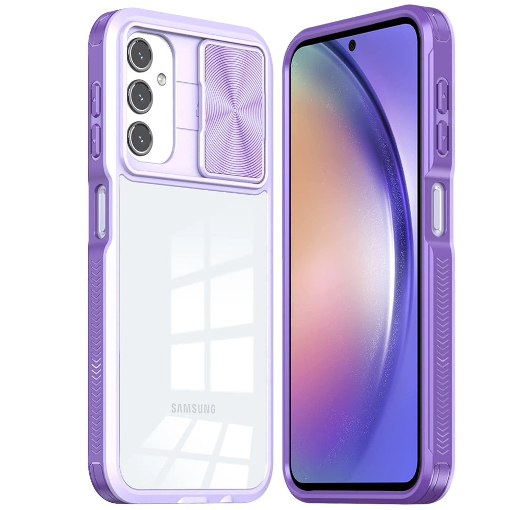 For Samsung Galaxy S24 FE /Fan Edition Hybrid Cases with Sliding Camera Cover Transparent Shockproof Bumper TPU Protective Case Cover