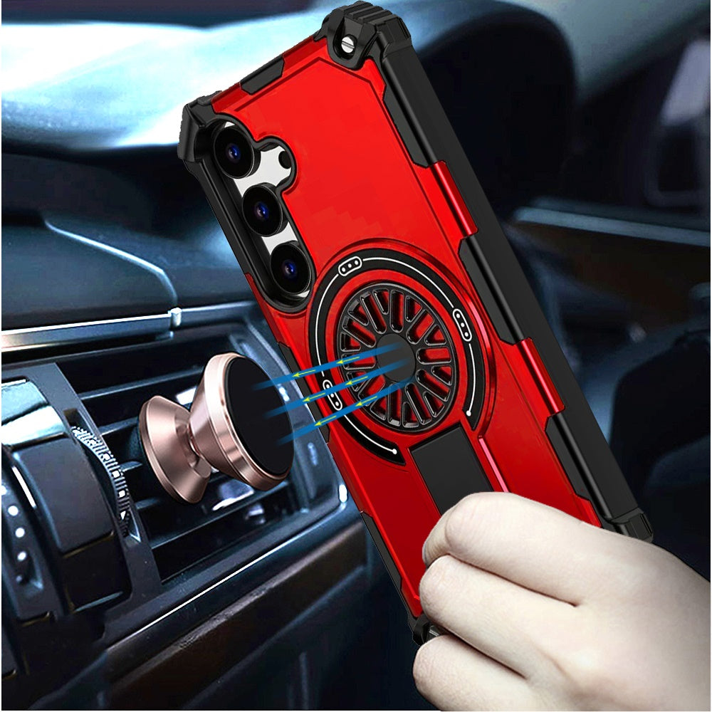 For Samsung Galaxy S26 Texture Design Invisible Kickstand Case, MagSafe Compatible Hybrid Shockproof Cover, Car Mount Friendly Case Cover