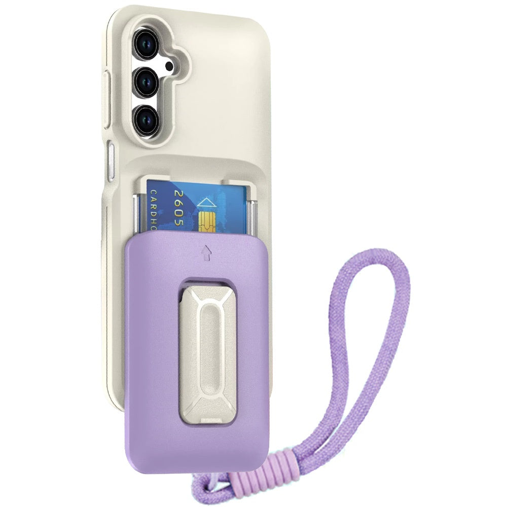 For Samsung Galaxy A16 5G Wallet Case with 2- Credit Card Holder, Wrist Strap & Kickstand Hybrid Shockproof TPU Case Cover Beige+Light Pink