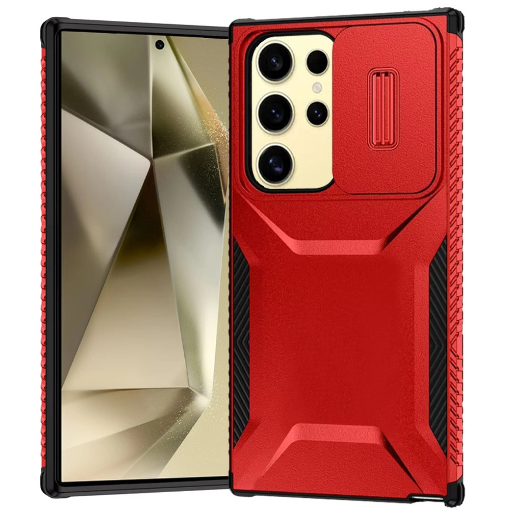 For Samsung Galaxy S22 Slim Fit Shockproof Hybrid with Slide Camera Window Covering, Rugged Tpu Silicone Hard PC Bumper Case Cover