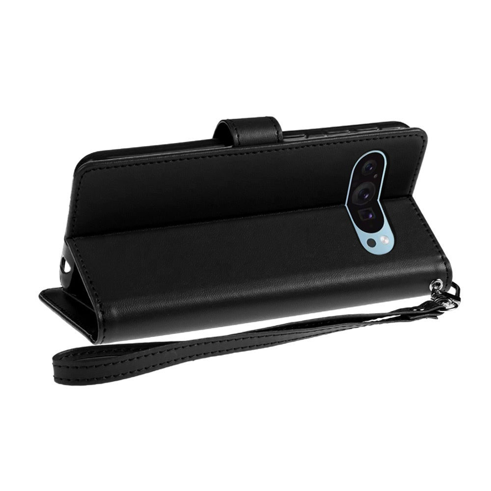 For Google Pixel 9 Pro XL Wallet Cases PU Leather with Credit Card /ID /Cash Holder Slot Dual Flip Book Pouch, Stand and Strap Case Cover Black