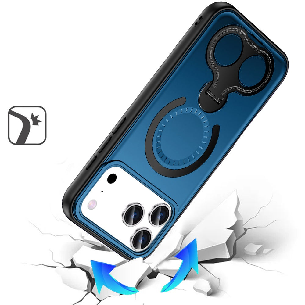 Hybrid with Invisible 2 Hole Ring Stand Magnetic back Car Mount Friendly Protector
