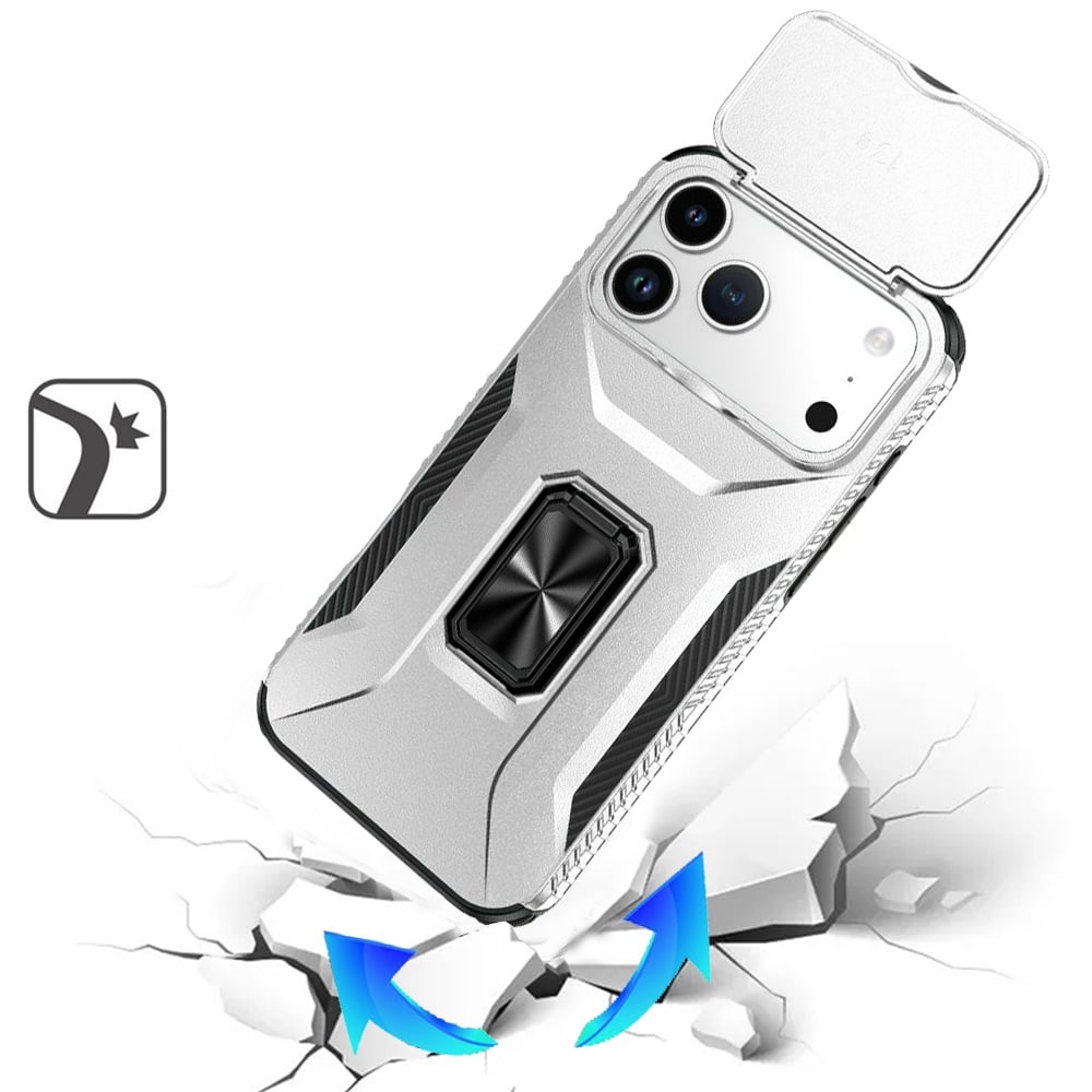 For Apple iPhone 17 Pro Max (6.9") Case, Camera Cover with Magnetic Rotation Ring Stand, Military Grade Hybrid Hard TPU Shockproof Case Cover