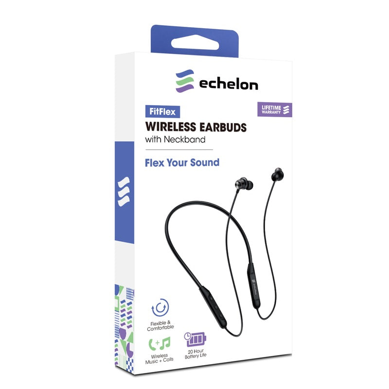 echelon FitFlex Neckband Bluetooth Earbuds - Black, Bluetooth