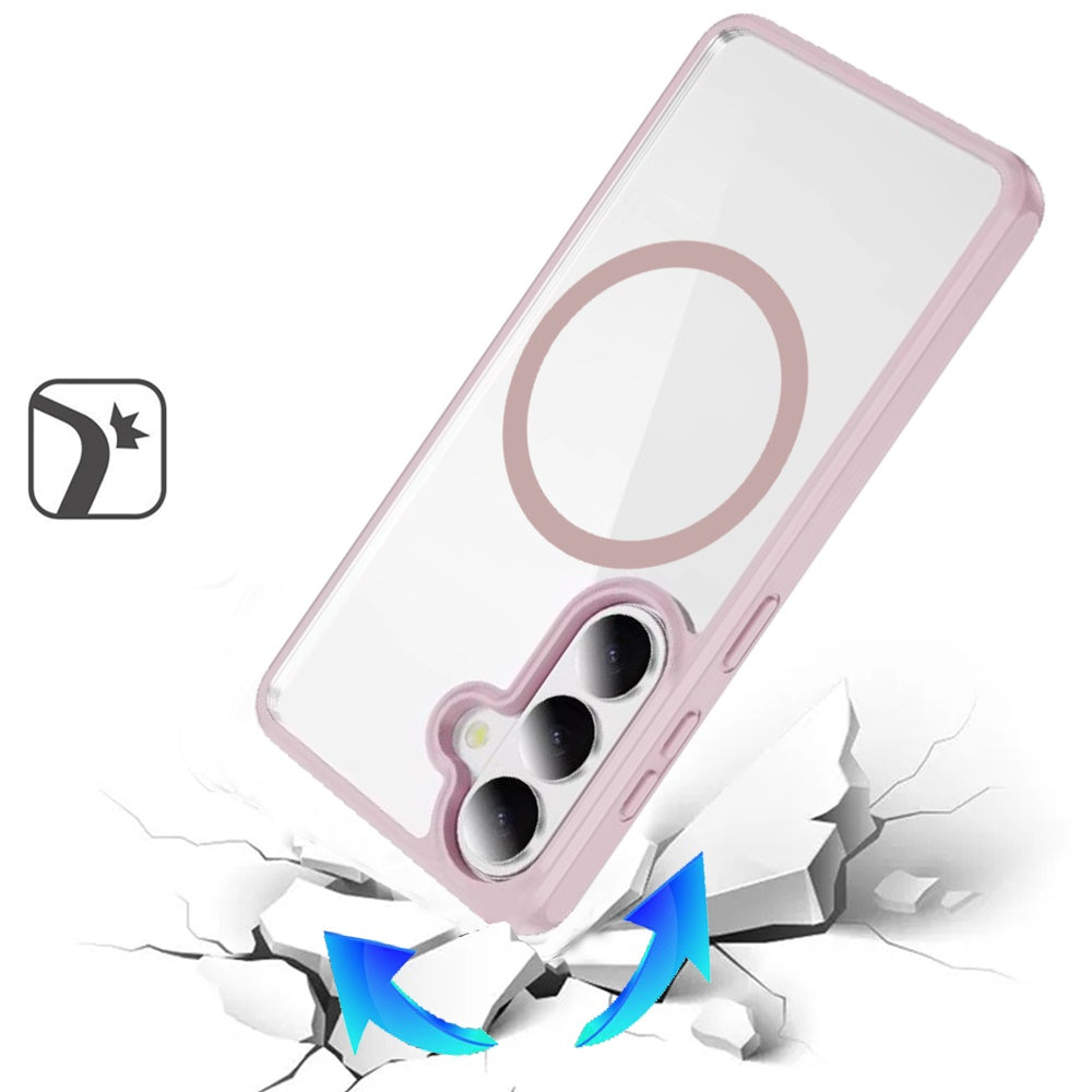 For Samsung Galaxy S26 Magnetic Circle HQ Transparent Clear TPU Thick 2.0mm Frame Hybrid Shockproof Protector Case Cover