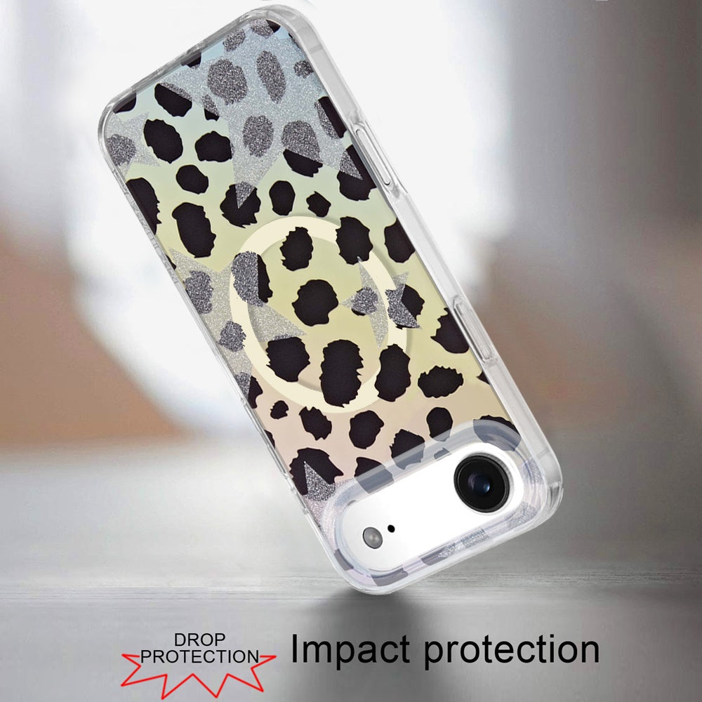 For Apple iPhone 17 Pro Max Stylish Pattern Fashion IMD Printed Design TPU Double Layer Slim Shockproof with Magnetic Back Case Cover Colorful Leopard
