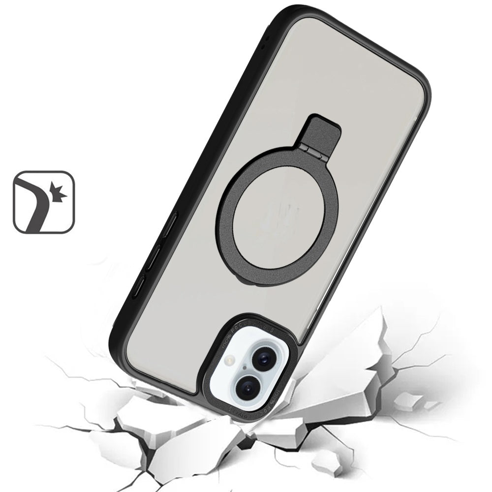 For Samsung Galaxy S24+ Plus Magnetic Metal Ring Stand Hybrid Shock Protection Durable Grip Slide Out Package Design for Plus Series Case Cover Clear