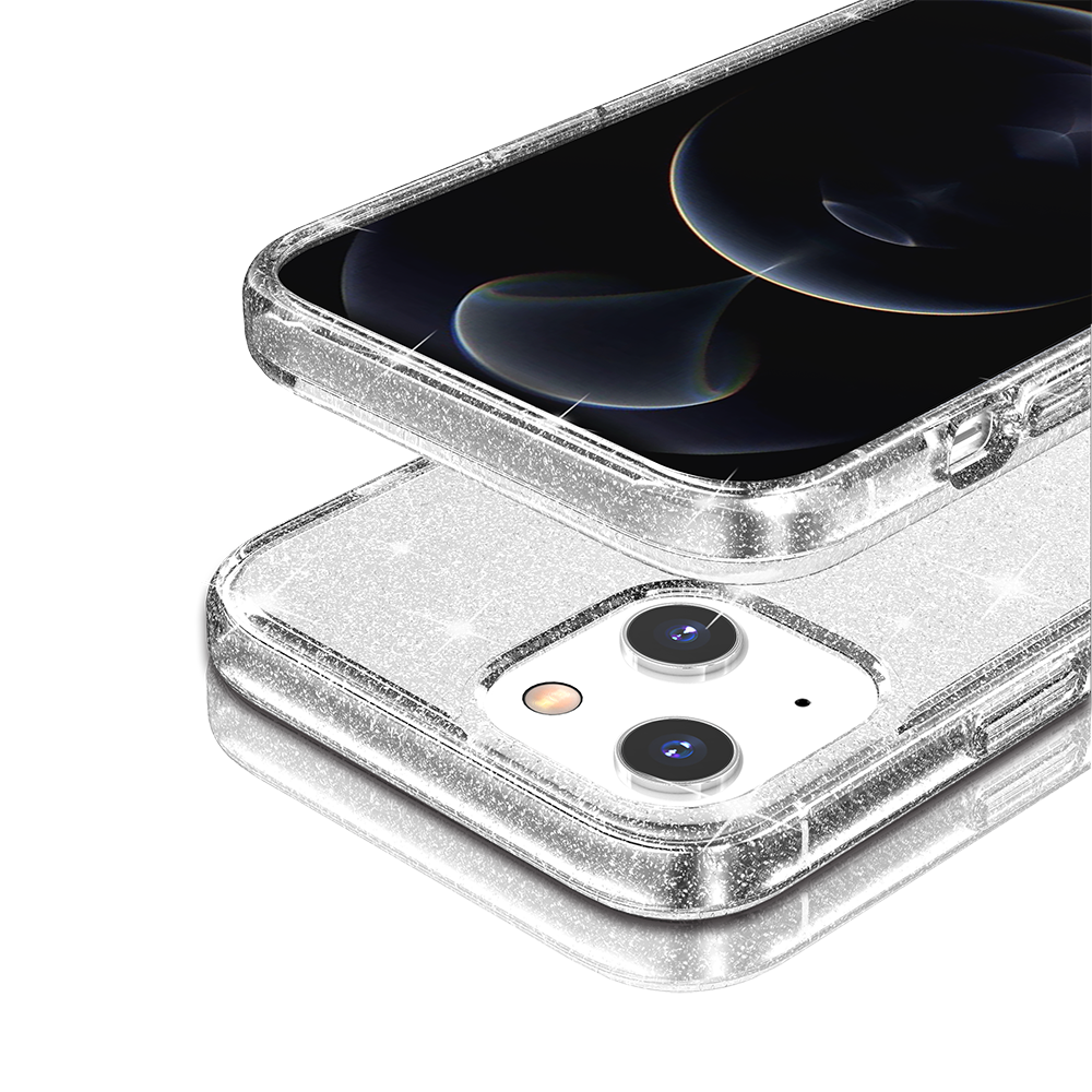 For Google Pixel 9 Pro XL (6.8") Transparent Crystal Glitter Shiny Sparkle Bling TPU Rubber Hard PC Back Hybrid Armor Frame Case Cover Clear