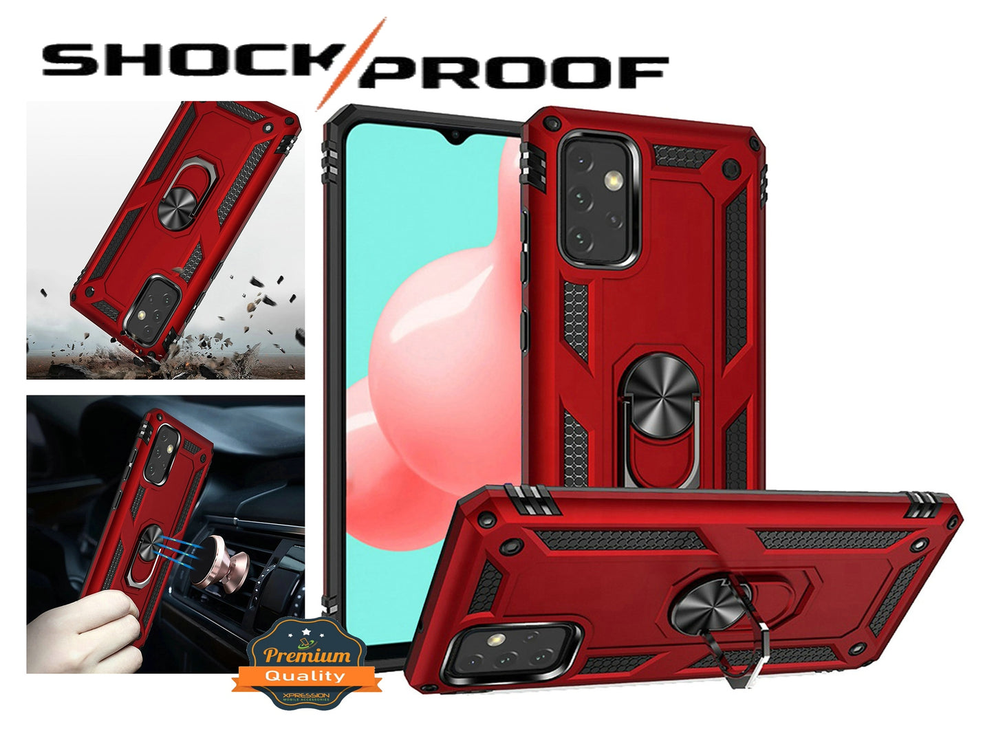 For Apple iPhone 17E /16E Hybrid Shockproof Durable 360 Degree Rotatable Ring Stand Holder Kickstand Fit Magnetic Car Mount Case Cover