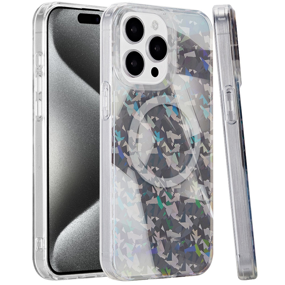 For Apple iPhone 16 Pro (6.3") Floral Pattern Design Cute Clear Hybrid Compatible with Magsafe Double Layer Soft TPU Hard PC Case Cover