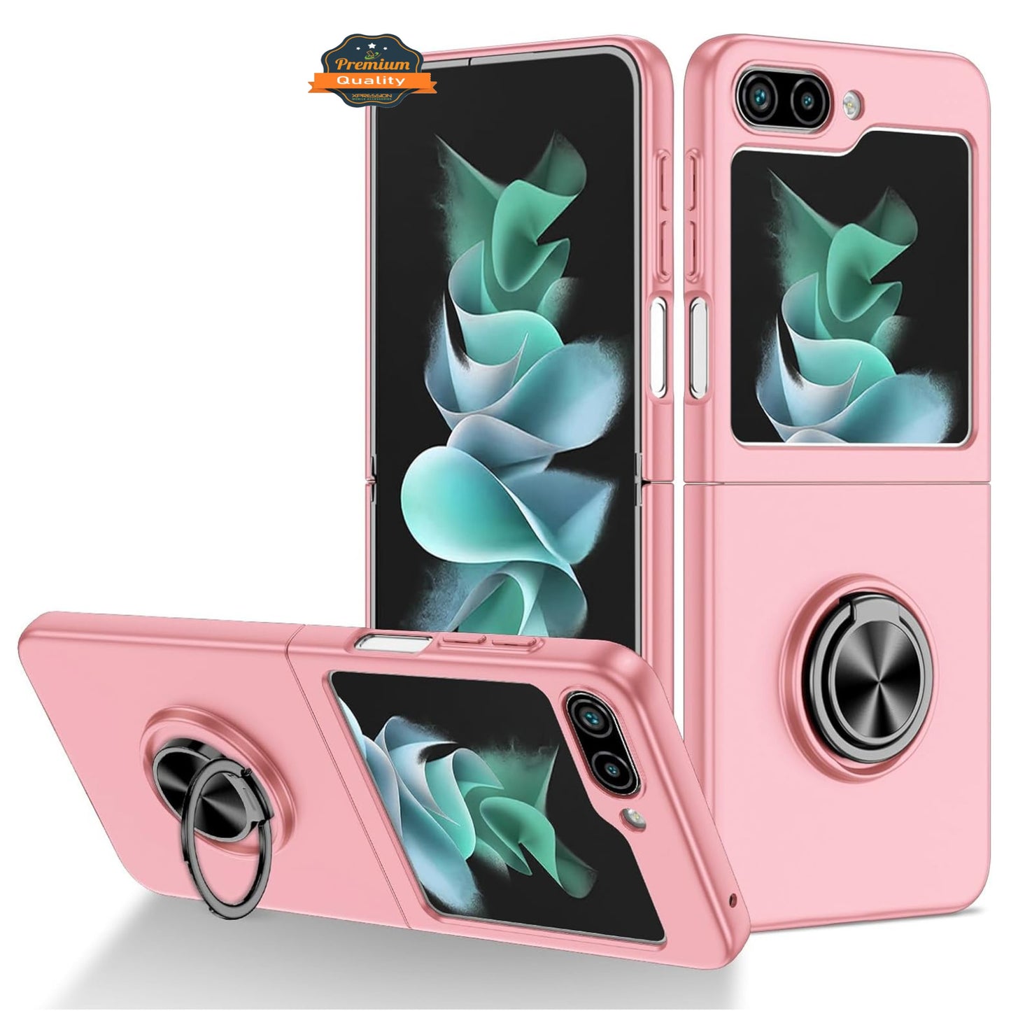 For Samsung Galaxy Z Flip 7 Matte Silicone TPU Rubber Magnetic with 360° Ring Stand Grip Shockproof Slim Hybrid Case Cover