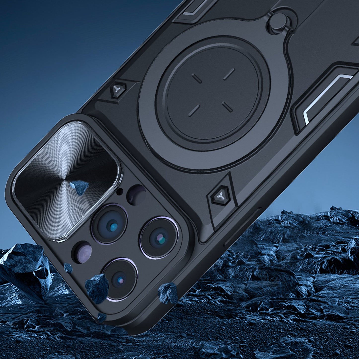 For Apple iPhone 16 (6.1") Hybrid Magnetic Circle 360° Ring Kickstand with MagSafe Compatible & Camera lens Protector Case Cover Purple