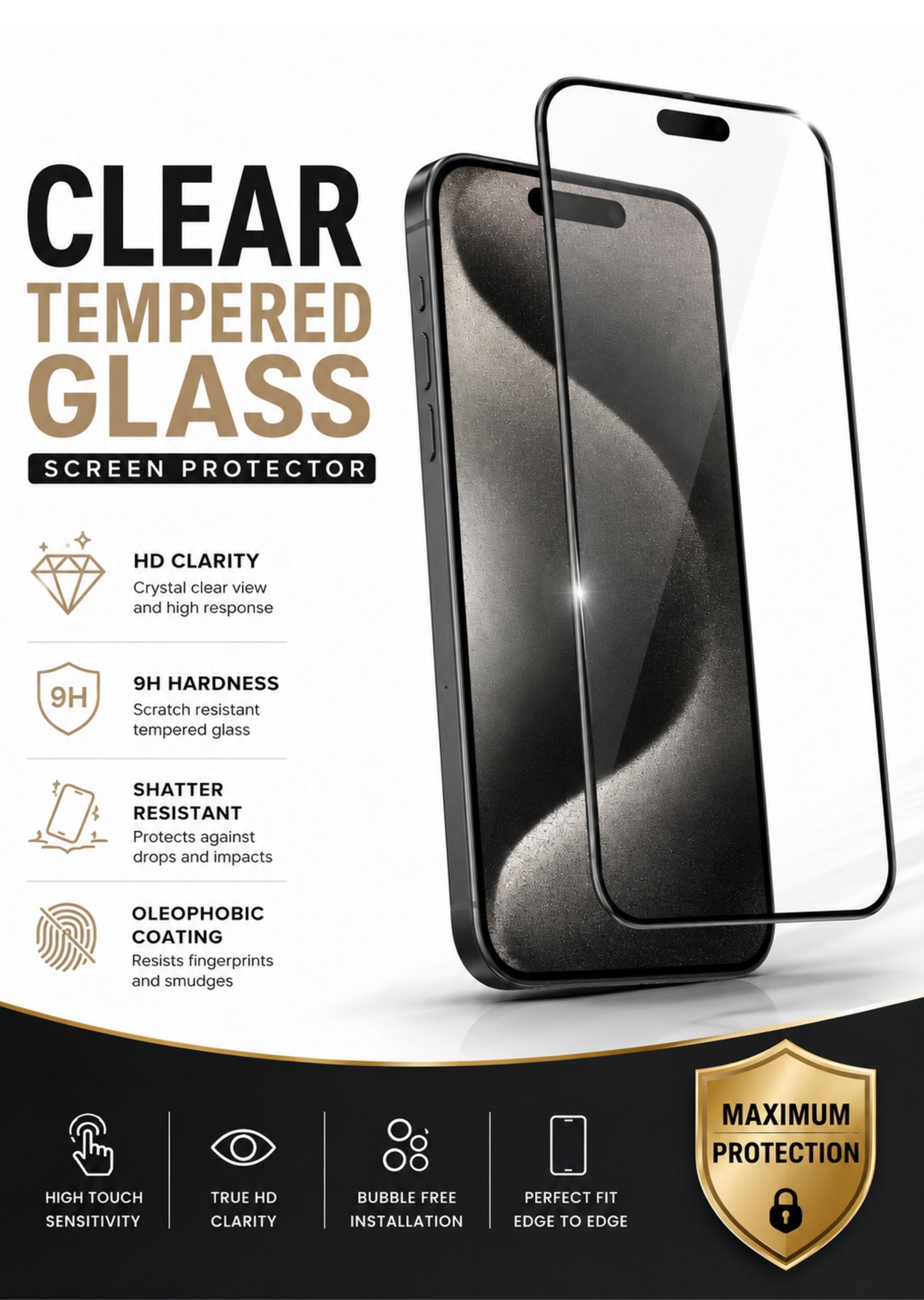 Screen Protector for Motorola Edge 2025 Tempered Glass Screen Protector Designed to allow Full functionality Black Edged 9H Glass Screen Guard Tempered Glass