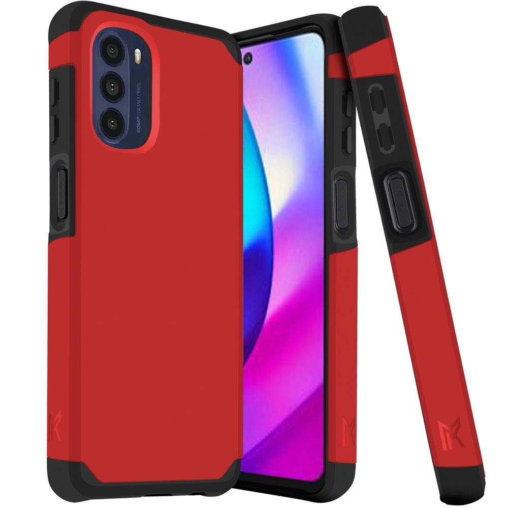 For TCL K32 5G Slim Tough Shockproof Hybrid with Dual Layer Hard PC + TPU Protection, Armor for Strong Drop & Impact Resistance Case Cover Red