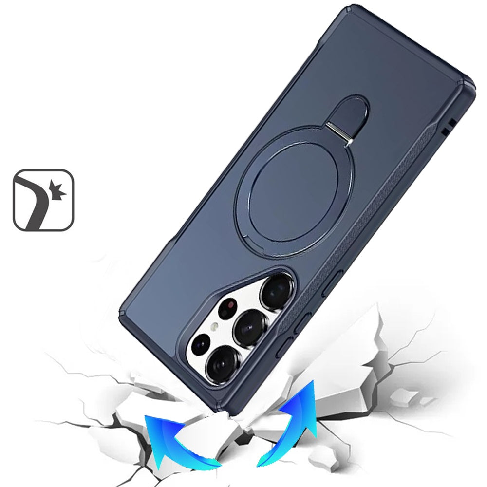 For Samsung Galaxy S26 Ultra Matte Finish Magnetic Ring Hybrid Protective Invisible Kickstand Magsafe Compatible Case Cover