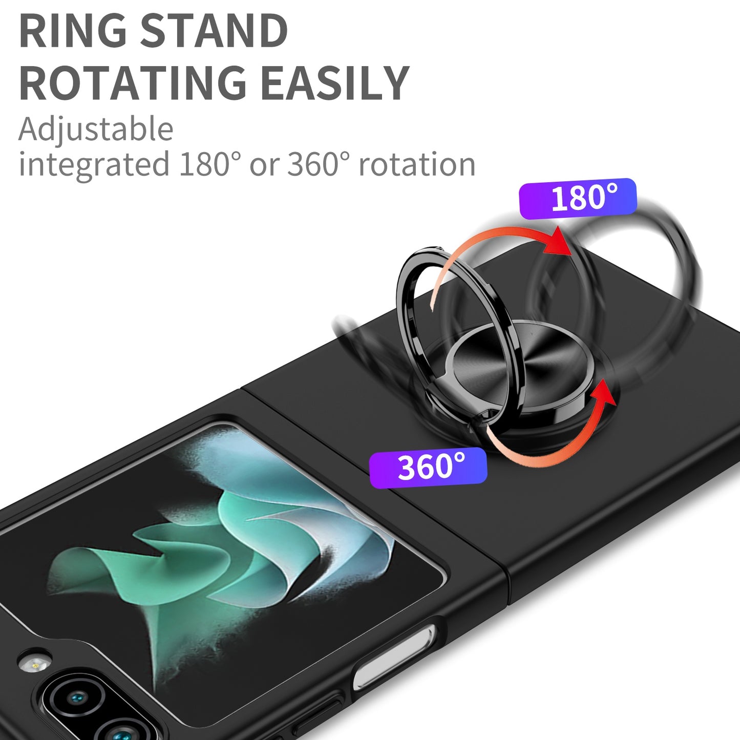 For Samsung Galaxy Z Flip 7 FE / Z Flip 6 Hybrid 360 Degree Rotatable Metal Invisible Ring Stand Holder Slim Fit Magnetic Car Mount Shockproof Case Cover Blue
