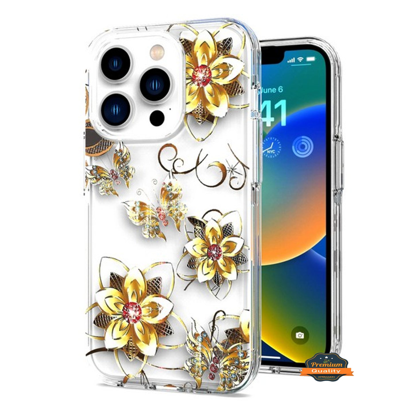 For Apple iPhone 15 Pro Max (6.7") Hybrid Trendy Image Patterns Design Transparent Hard Shockproof TPU Rubber Phone Case Cover