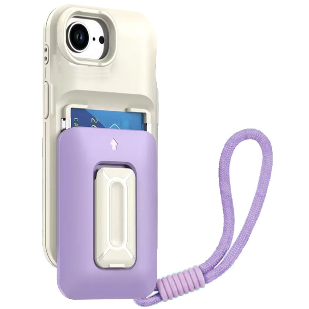 For Apple iPhone 16e Wallet Case with 2- Credit Card Holder, Wrist Strap & Kickstand Hybrid Shockproof TPU Case Cover