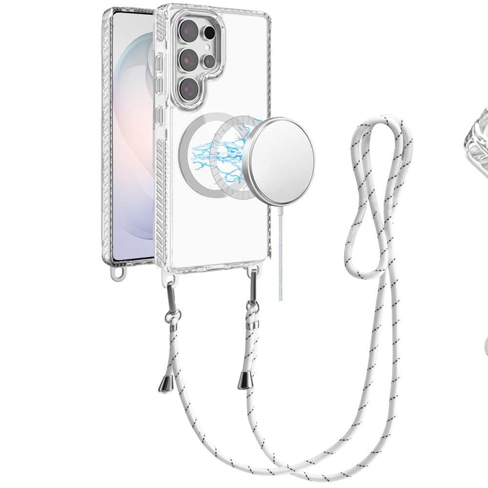 Phone Case for Samsung Galaxy S26 Ultra Transparent Magnetic Lanyard Shockproof Hybrid Clear Grip Durable Camera Protection TPU Anti-Slip Design Cover