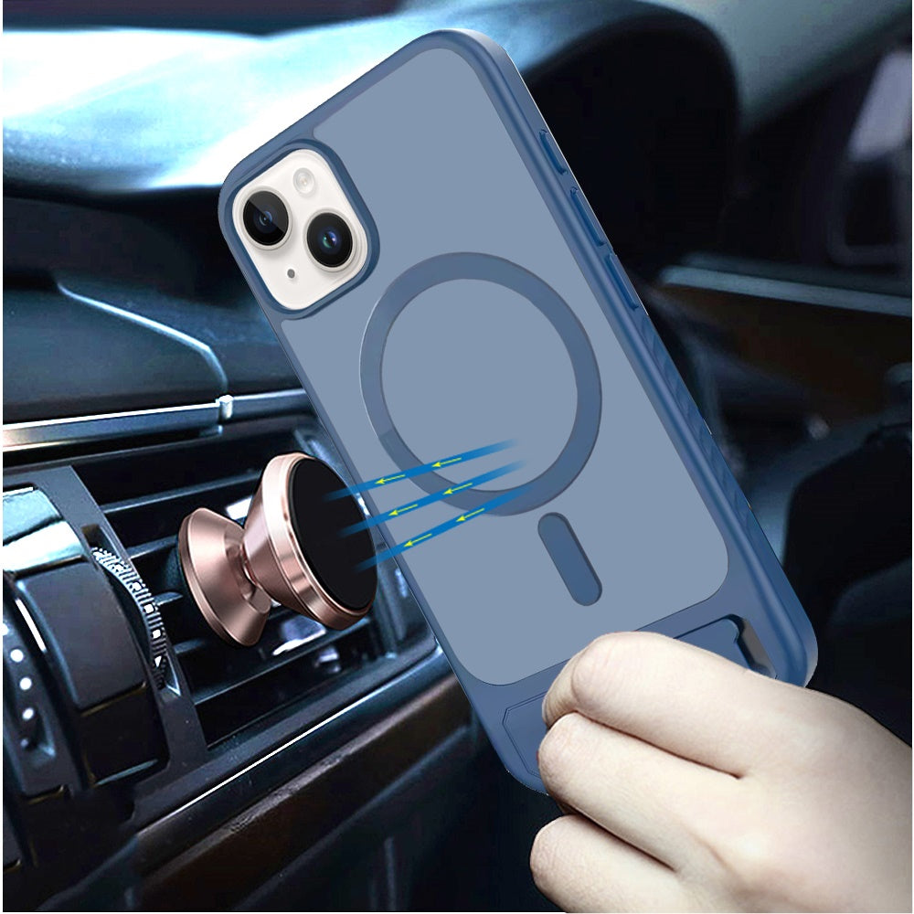 For Samsung Galaxy S26 Ultra Matte Magnetic Circle Back TPU Hybrid Drop Protection with Metal Kickstand Shockproof Design Case Cover Royal Blue