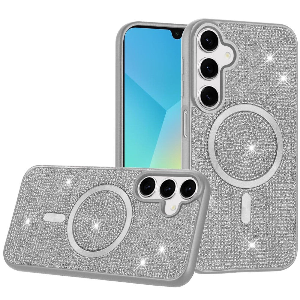 For Samsung Galaxy A36 Sparkly Diamond Bling Case Rhinestone Skin Hybrid with Magnetic Circle, MagSafe Compatible Case Cover