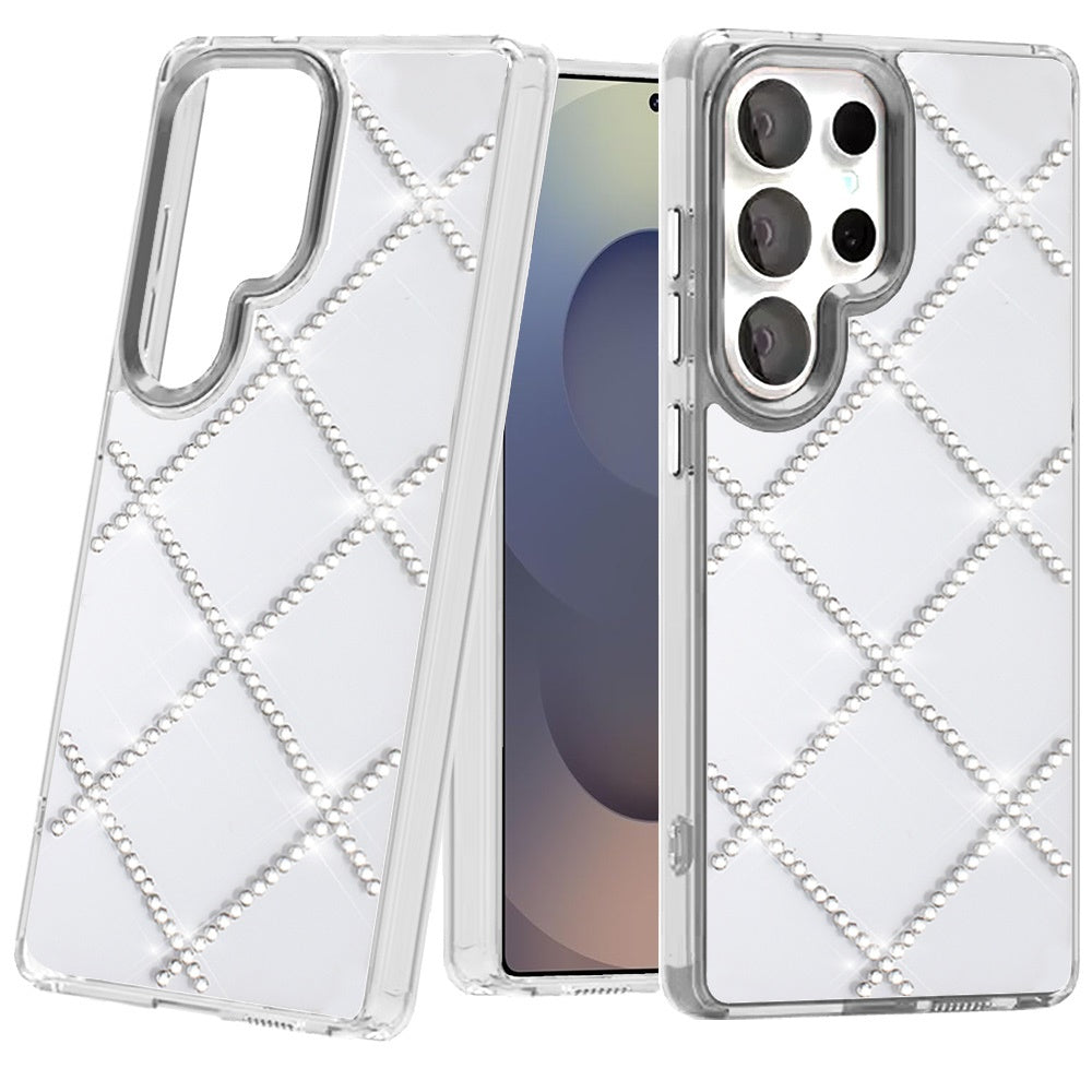 For Samsung Galaxy S24 Ultra Gem Glitter Diamond Bling Clear Hybrid TPU Cover, Colorful Shockproof Protective Back, Slim Fit for Women Girls Case Cover