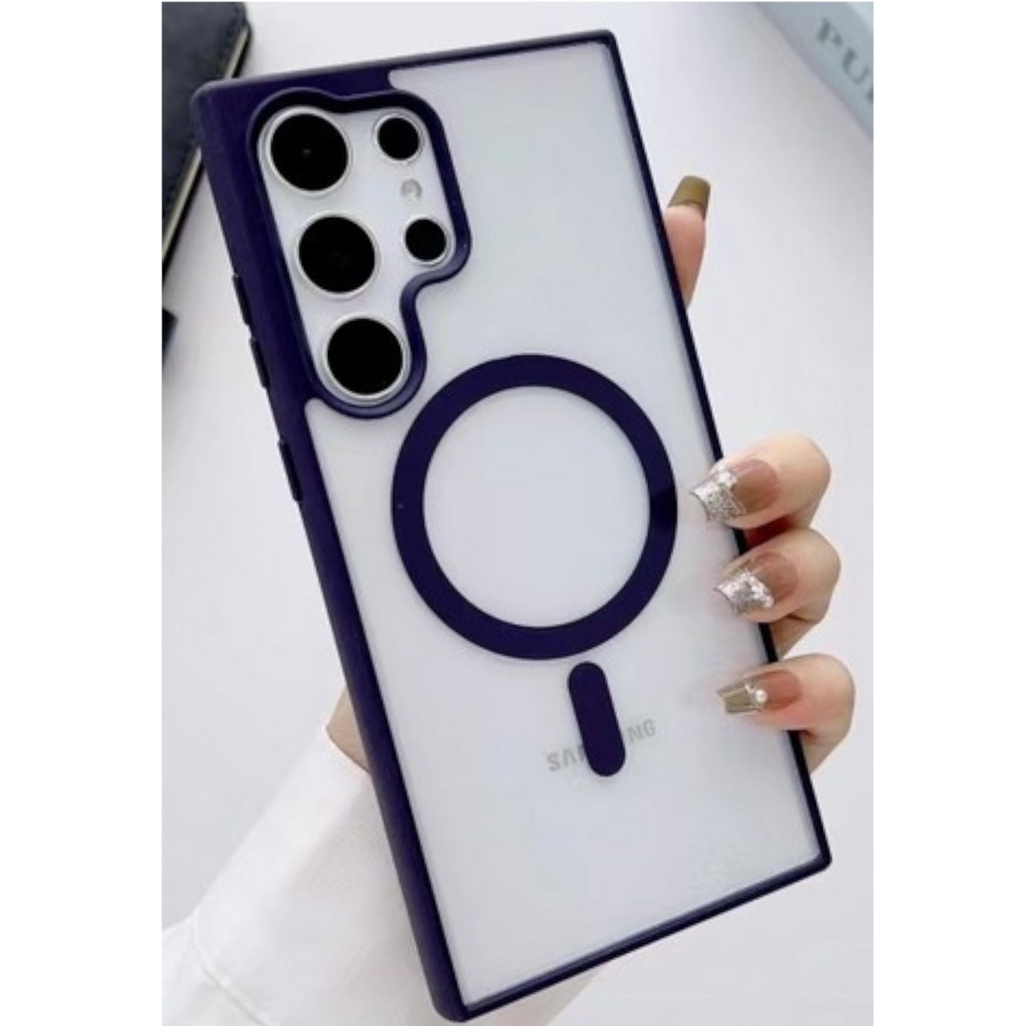 For Samsung Galaxy S25 Ultra Hybrid Clear Transparent with Color Edge Bumper, MagSafe Compatible Ultra Slim Hard PC Case Cover