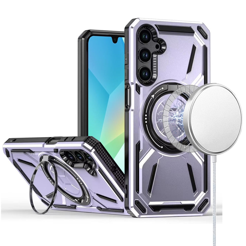 For Samsung Galaxy A16 5G Hybrid Magnetic Ring and 360° Rotational Kickstand with MagSafe Compatible, Military Grade Drop Protection Case Cover