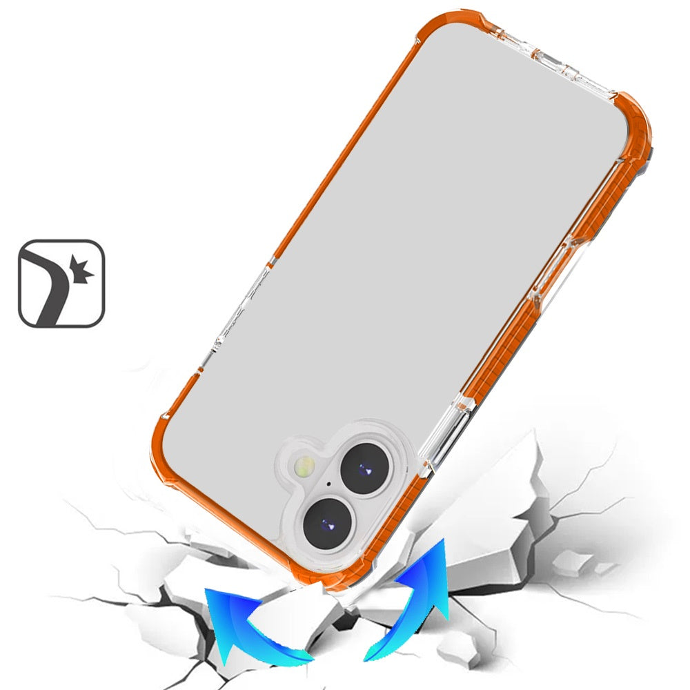 For Apple iPhone 17 Pro Max Hybrid Transparent Acrylic Rubber Gummy Hard PC Silicone TPU Color Bumper Frame Shockproof Case Cover Clear / Cosmic Orange