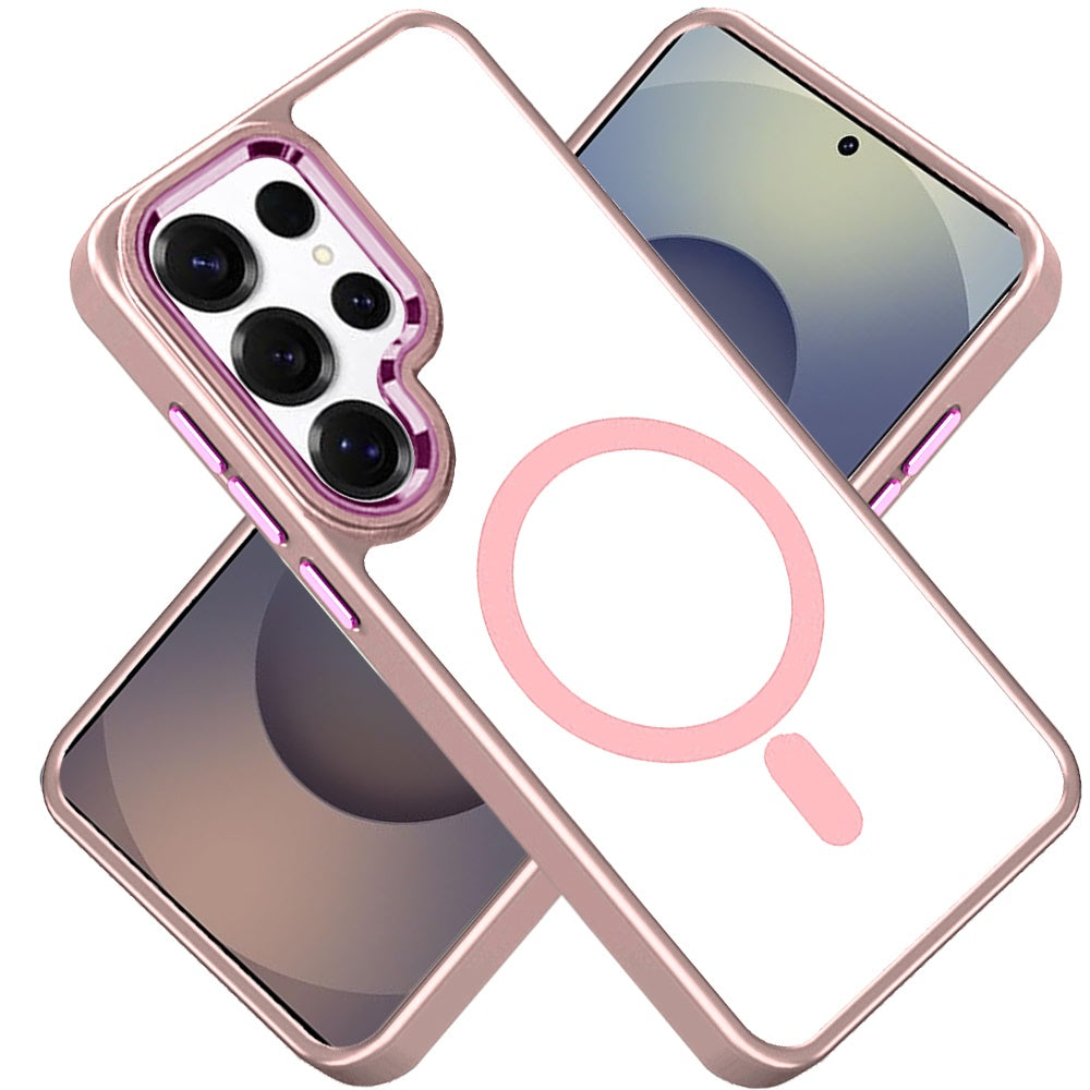 For Samsung Galaxy S25 Ultra MagSafe Compatible Transparent Greatest Clear Acrylic with Color Frame Thick Hybrid TPU Hard Case Cover