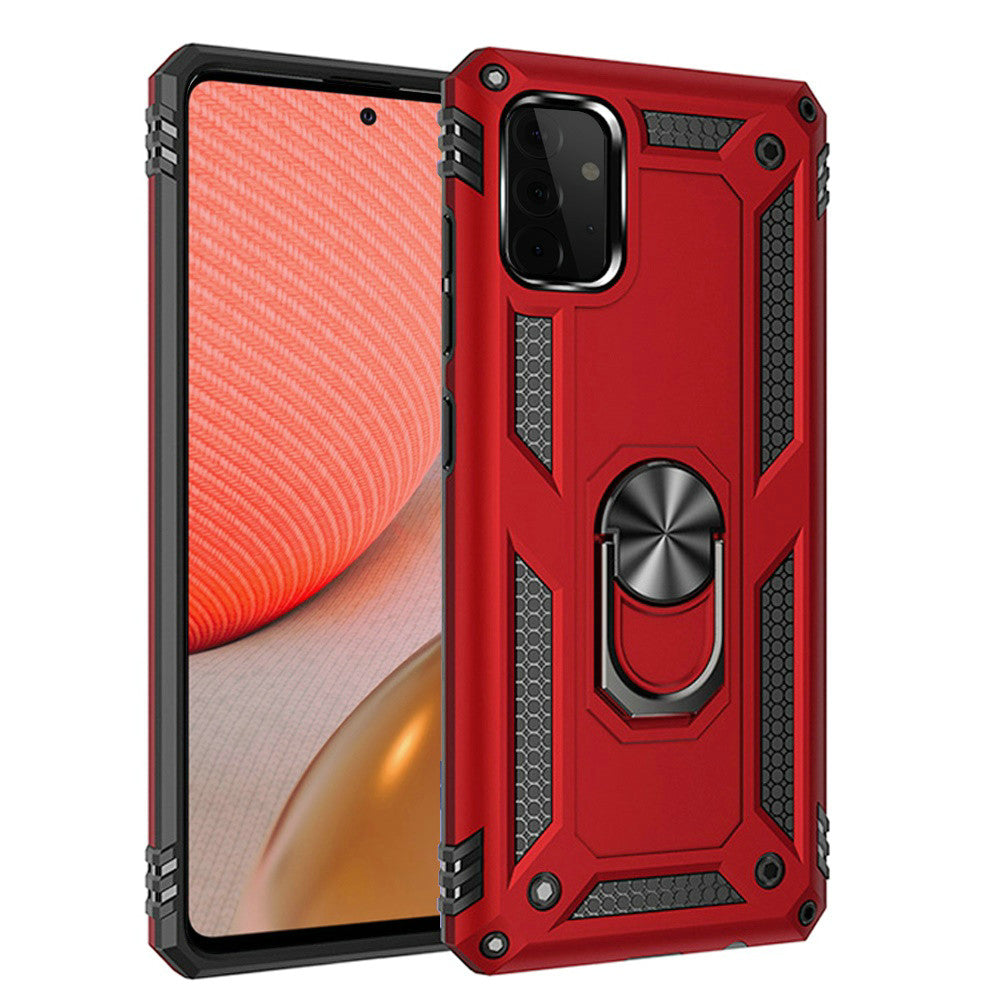 For Samsung Galaxy Z Flip 7 FE Hybrid Shockproof Protective with Magnetic 360° rotating Ring Kickstand, TPU Rubber PC Case Cover Red