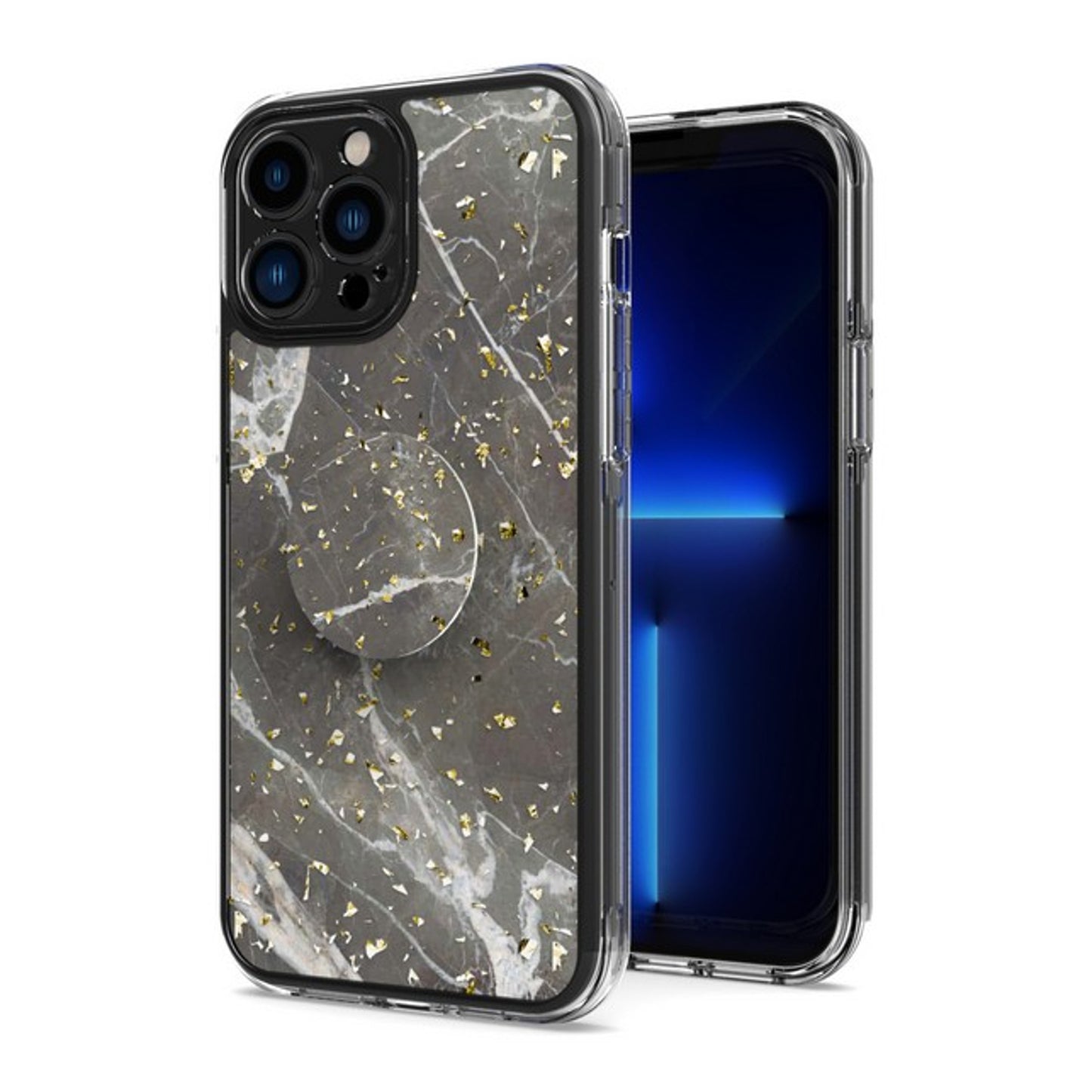 For Apple iPhone 15 Plus (6.7") Elegant Pattern Design Bling Glitter Hybrid Ring Stand Pop Up Finger Holder Kickstand Phone Case Cover