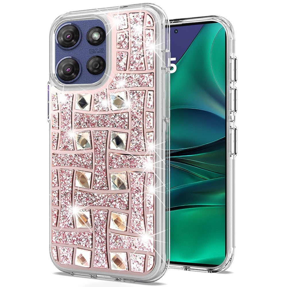 For Motorola Moto G Stylus 5G 2025 Sparkly 3D Design Diamond Shockproof Protective Bling Glitter Rhinestone Hybrid Skin PC & TPU Case Cover