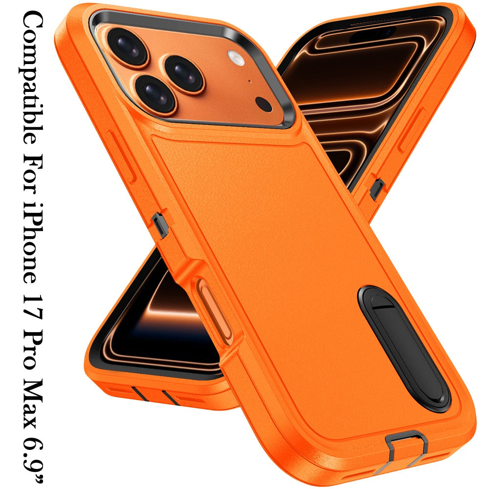 For Apple iPhone 17 Pro Max Hybrid 3 Layers Hard 3in1 Shockproof with Kickstand Heavy Duty Hard TPU Rubber Anti-Drop Case Cover