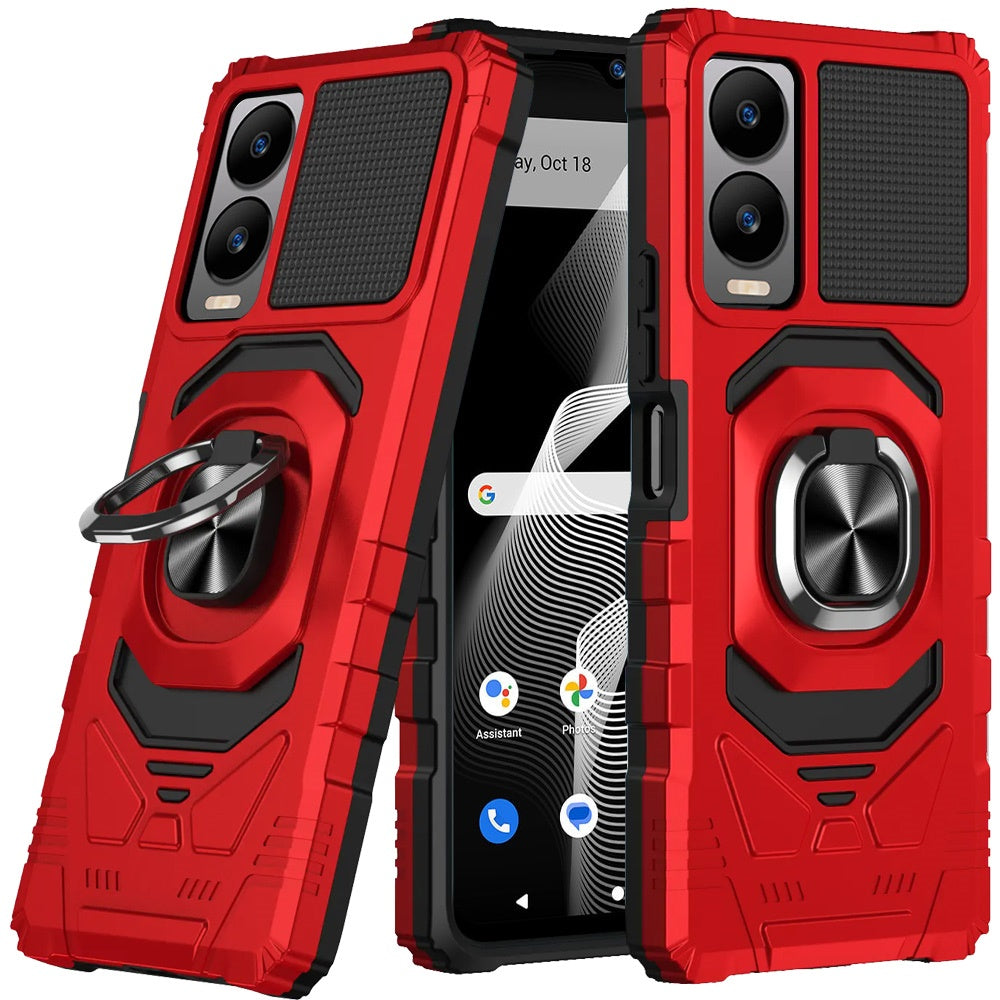 For Cricket Debut S3 Hybrid Dual Layer with 360° Rotate Magnetic Ring Stand Holder Kickstand TPU Rugged PC Shockproof Case Cover