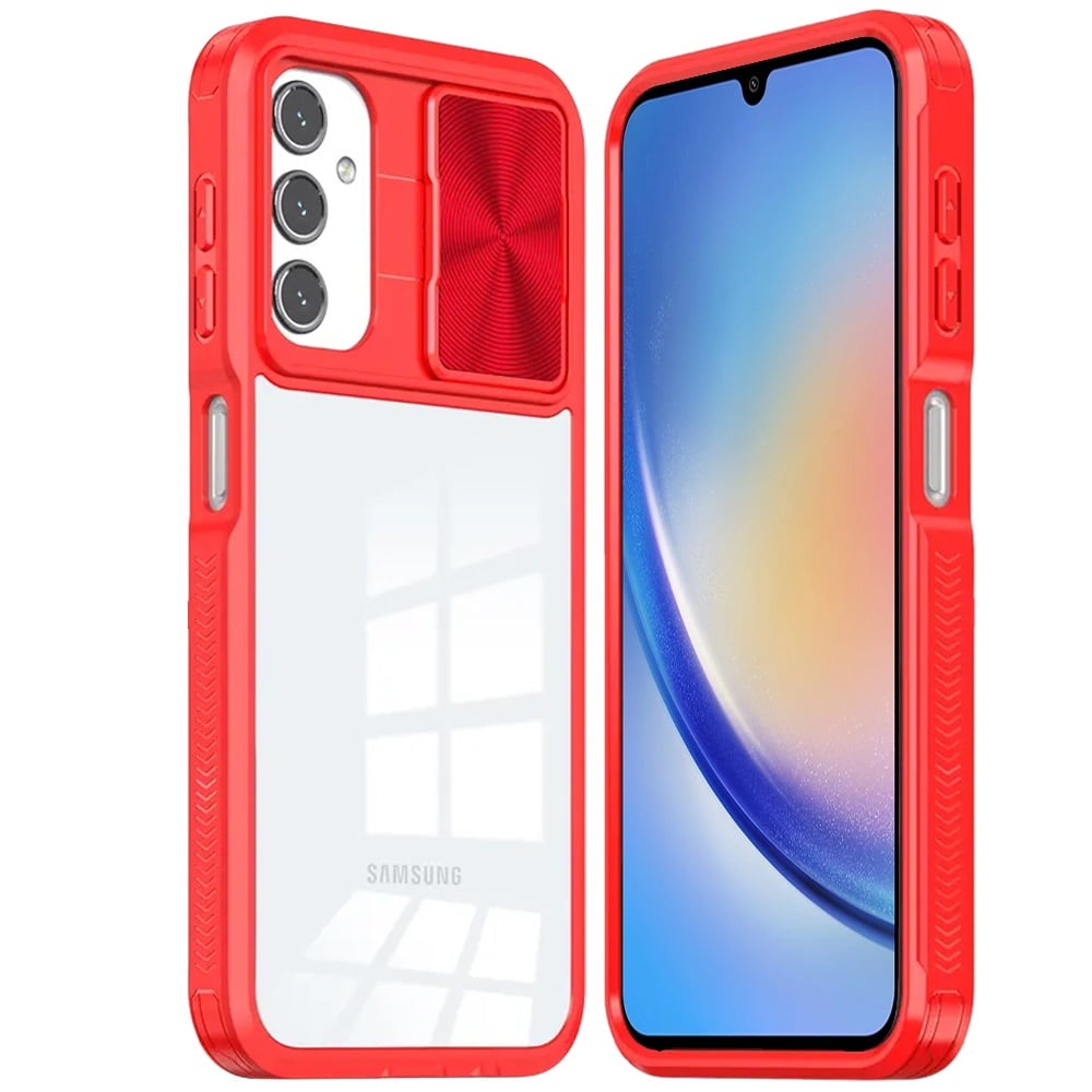 For Samsung Galaxy A15 5G Hybrid Cases with Sliding Camera Cover Transparent Shockproof Bumper TPU Protective Case Cover