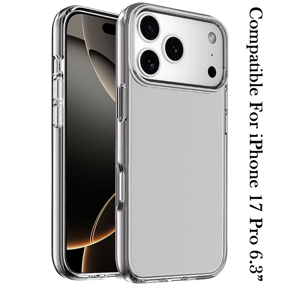 For Apple iPhone 17 Pro Transparent Shock Absorption PC + TPU Rubber Gel Thick 3mm Hybrid Silicone Slim Fit Back Case Cover