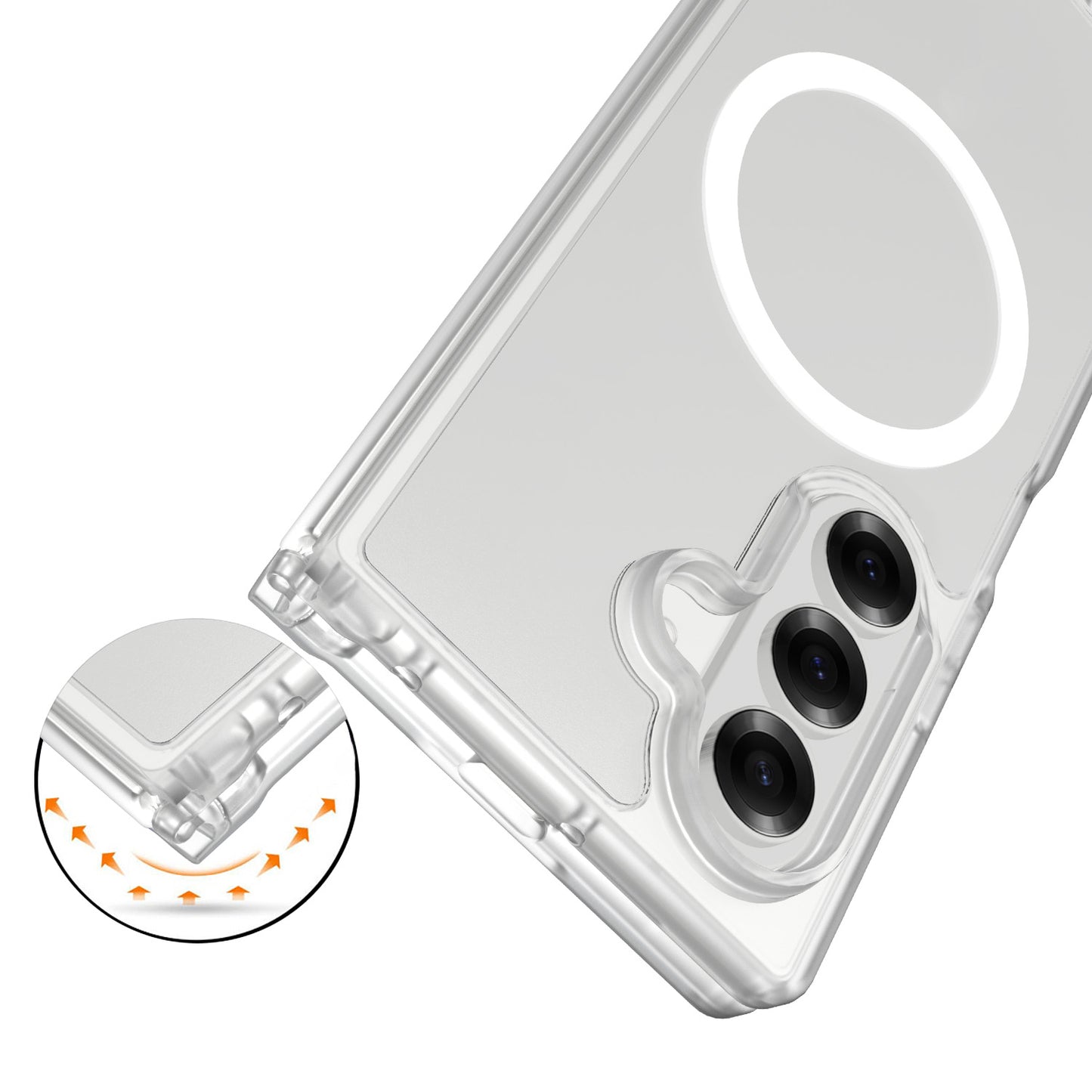 For Samsung Galaxy Z TriFold Magnetic Circle Hybrid Shockproof Protection with MagSafe Compatible Design and Reinforced Transparent Armor Grip Case Cover Clear