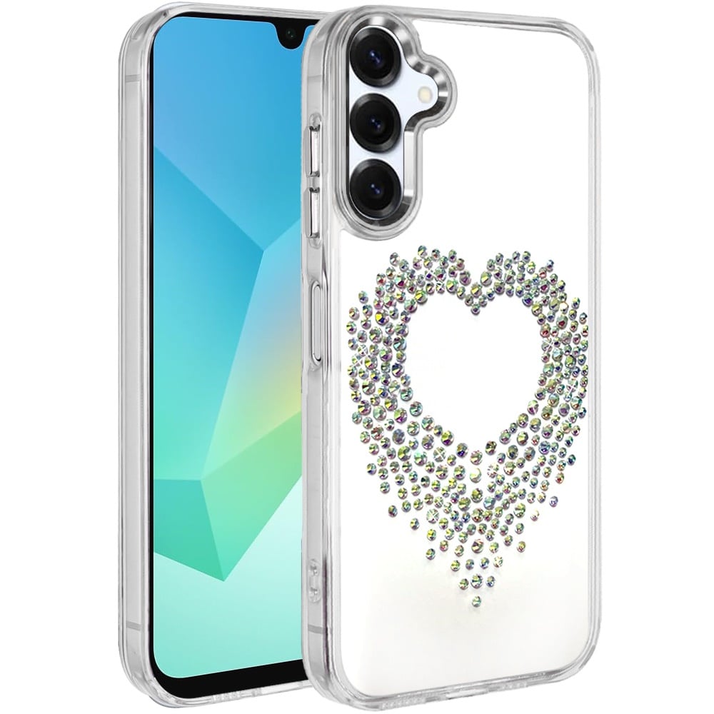For Samsung Galaxy A16 5G Angel Hearts Bling Glitter Diamond Hybrid TPU Cover, Colorful Frame Shockproof Protective Back Case Cover