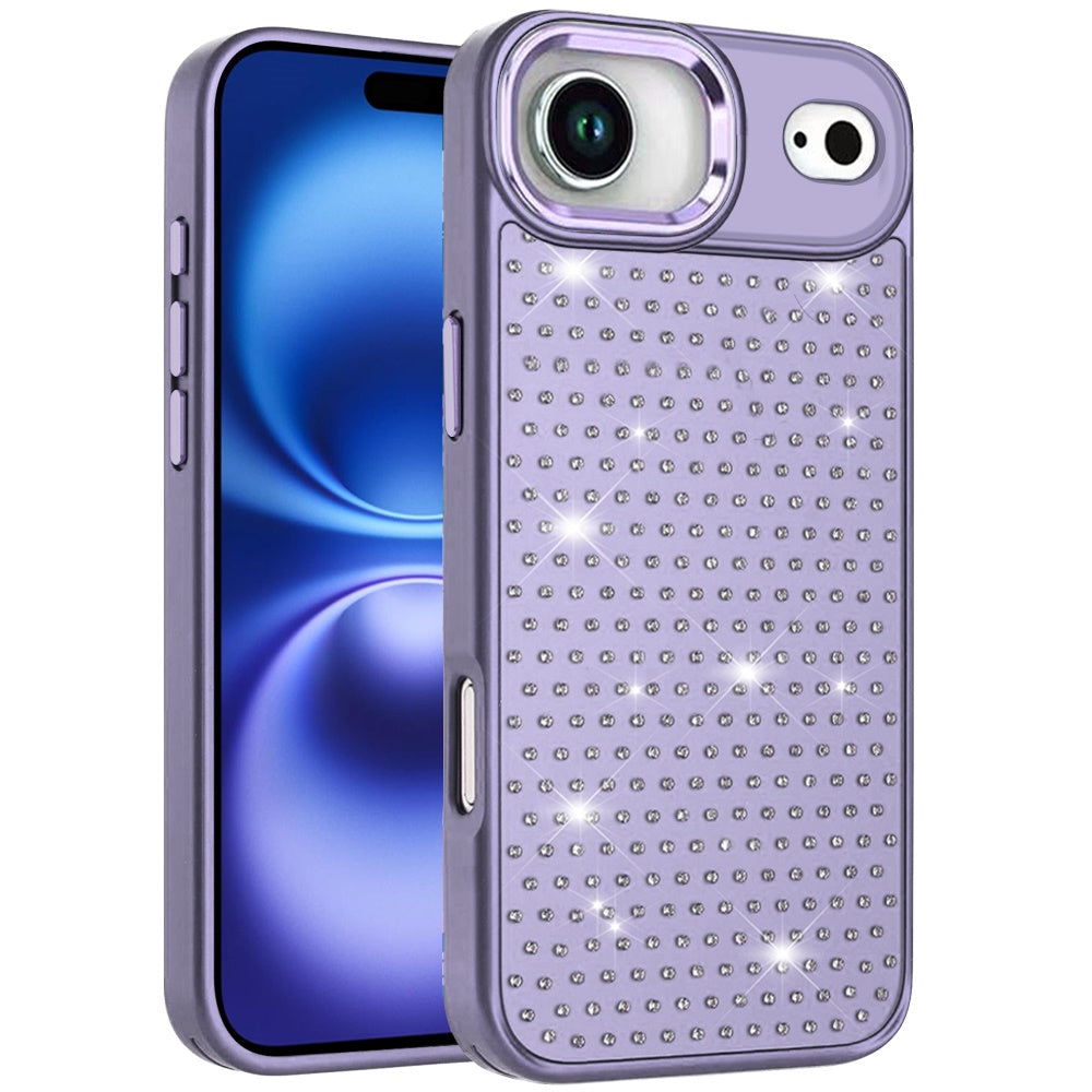 For Apple iPhone 17 AIR Bling Diamond Metallic, Full Sparkle Chrome Edged Hybrid Protective Shockproof Case Cover