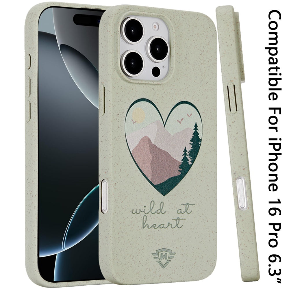For Apple iPhone 16 Pro (6.3") Eco Friendly Bio-Degradable Design Hybrid Cases Slim Fit Soft TPU Drop Protection Rubber printed Case Cover