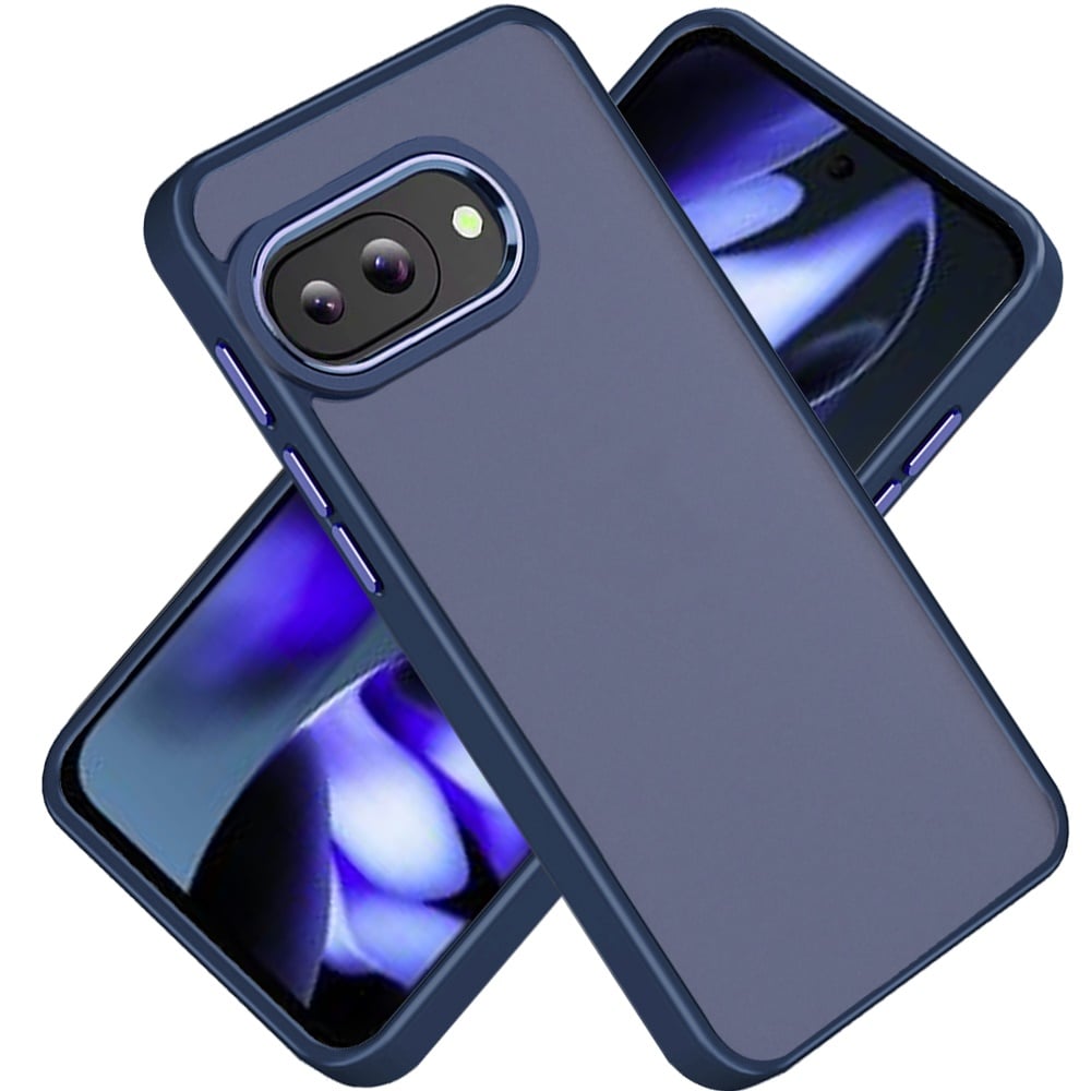 For Google Pixel 9A Slim Fit Hybrid Transparent Thick Acrylic with Metal Buttons Frame Protective Hard PC + TPU Shockproof Case Cover
