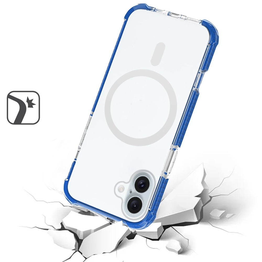 For iPhone 16 (6.1") Magnetic Acrylic Case Transparent Back, Rugged Colorful Frame, Shockproof Hybrid, MagSafe Compatible Case Cover Red
